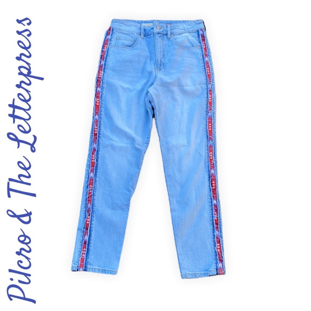 Anthropologie Pilcro & The Letterpress Frayed Aztec Embroidered Jeans 29